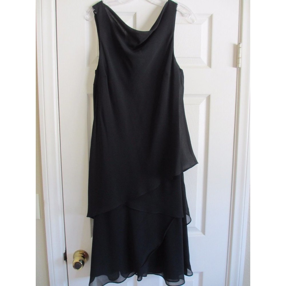 VINTAGE SHERI MARTIN, NEW YORK SLEEVELESS BLACK DRESS LAYERED FLOWY FABRIC SZ 8?